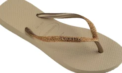 Badslippers Glitter Beige