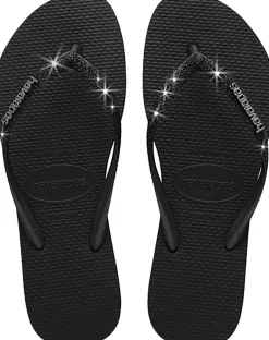 Badslippers Glitter Zwart