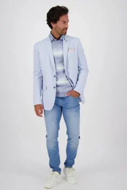 blazer linen look Blauw
