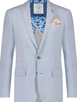 blazer linen look Blauw