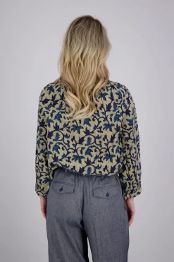 Blouse Block Print Blauw