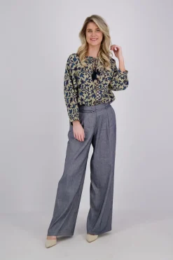 Blouse Block Print Blauw