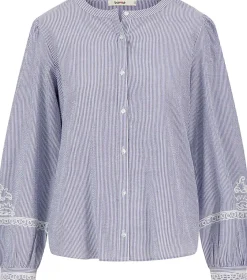 Blouse Borduur Gestreept Blauw