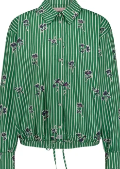 Blouse Dio Flower Stripe  Groen