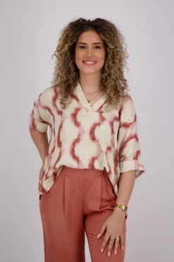 Blouse Faded Ikat Roze