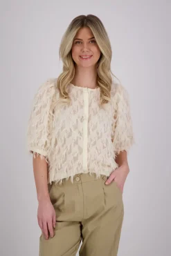 Blouse fringes Wit