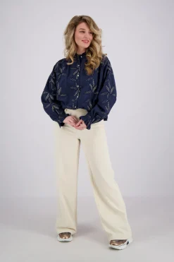 Blouse Jenna Embroidery Blauw