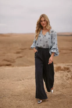 Blouse Kaoutar Embroidery Blauw