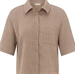 Blouse met Textuur Bruin