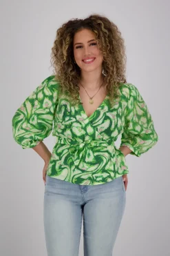 Blouse wrap Floral Treasure Groen