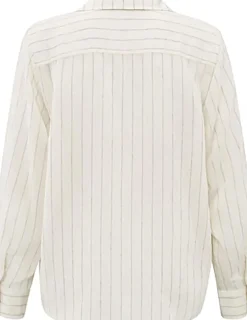 Gestreepte blouse met plooidetail Beige