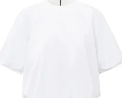 Geweven T-shirt met pofmouwen Wit
