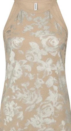 Haltertop Printed Beige