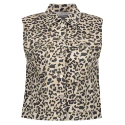 Jeans vest leopard print Bruin