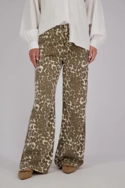 Jeans wide Leopard Bruin