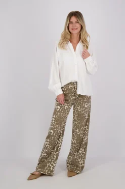 Jeans wide Leopard Bruin