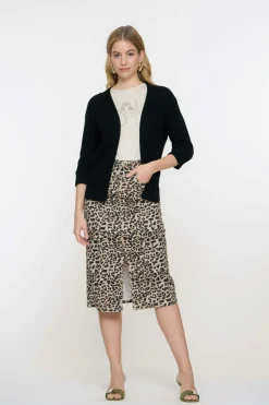 Jeansrok Leopard Print Bruin