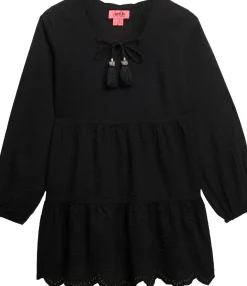 Jurk Broderie Tiered Zwart