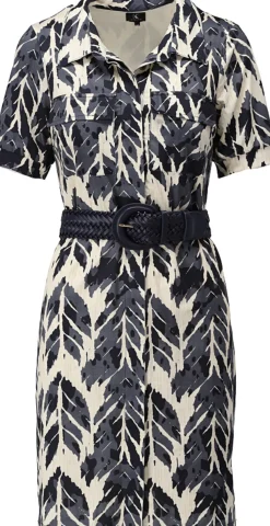 Jurk met Design en riem Zwart