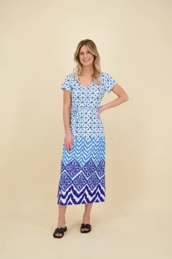 Jurk Ornamentaal Blauw en Wit