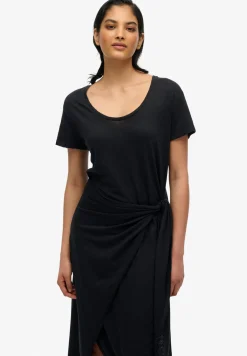 Jurk Slub Wrap Zwart