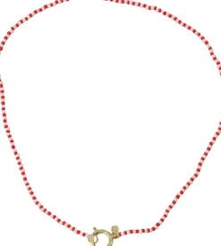 Ketting van streep kraaltje Rood
