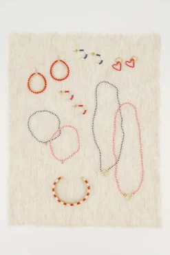Ketting van streep kraaltje Rood