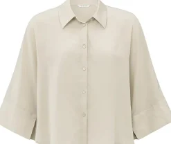 Korte blouse met wijde mouwen Beige
