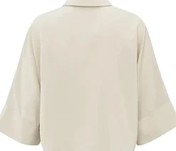 Korte blouse met wijde mouwen Beige