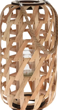 Lantaarn Hout met Glas Bruin