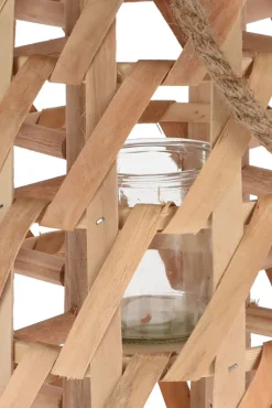 Lantaarn Hout met Glas Bruin
