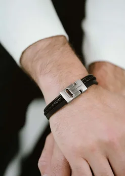 Leather Bracelet Casual Cole Zwart