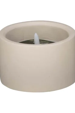 LED kaars beton steady buiten dia12cm H.8cm creme Wit