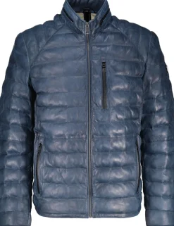 Leren Puffer Jas Moonbeam Blauw