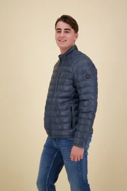 Leren Puffer Jas Moonbeam Blauw