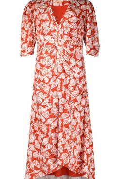 Midi wrap dress with knot detail Rood