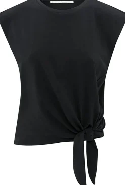 Mouwloze top met knoopdetail Zwart