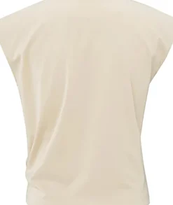 Mouwloze top met knoopdetail Bruin