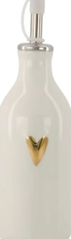 Olie/Azijn Fles Hartje Wit/Goud