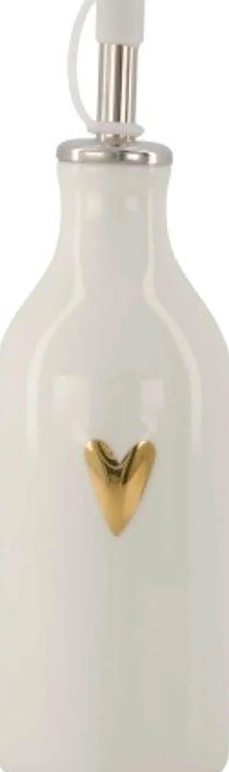 Olie/Azijn Fles Hartje Wit/Goud