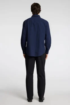 Overhemd Relaxderek Seersucker Blauw