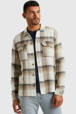 Overhemd Slub Check Bruin
