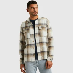 Overhemd Slub Check Bruin