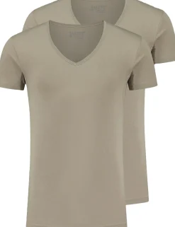 2-pack T-shirt deep V-neck Groen