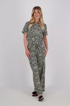 Pantalon Linno Ikat Zwart