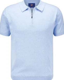 Polo Pullover Zip up Blauw