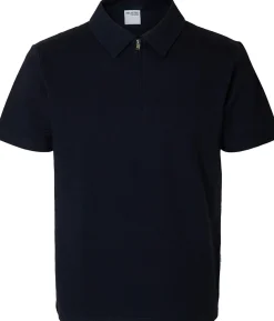 Polo Sander Seersucker Zip Blauw