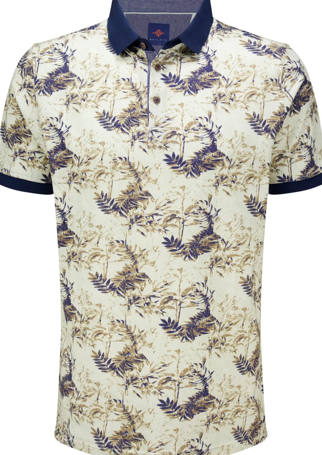 Poloshirt 3-colord Leaves Bruin