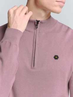 Pullover Half Zip Paars