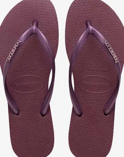 Slippers Slim Logo Metallic Paars